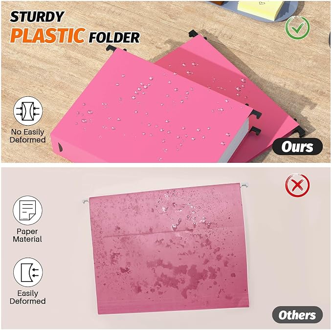 SHUTEX Extra Capacity Plastic Hanging File Folders,12 Pack,Letter, 6 Colors - Image 6