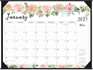 AT-A-GLANCE 2027 Desk Pad Calendar, Monthly Desk Wall Planner, 21.75" x 17", Ruled Blocks, 3 Pack (AZSK240027), White
